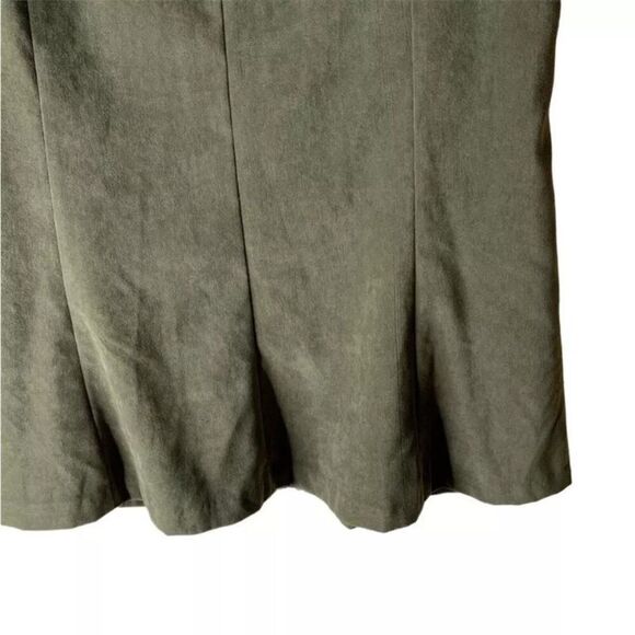 Metro Girl Midi Skirt Women's Size Medium Stretch A Line Back Zip Green - Picture 3 of 5